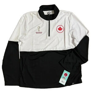 NEW FIFA World Cup 2022 1/4 Zip Top Track Jacket CANADA Large - Black & White